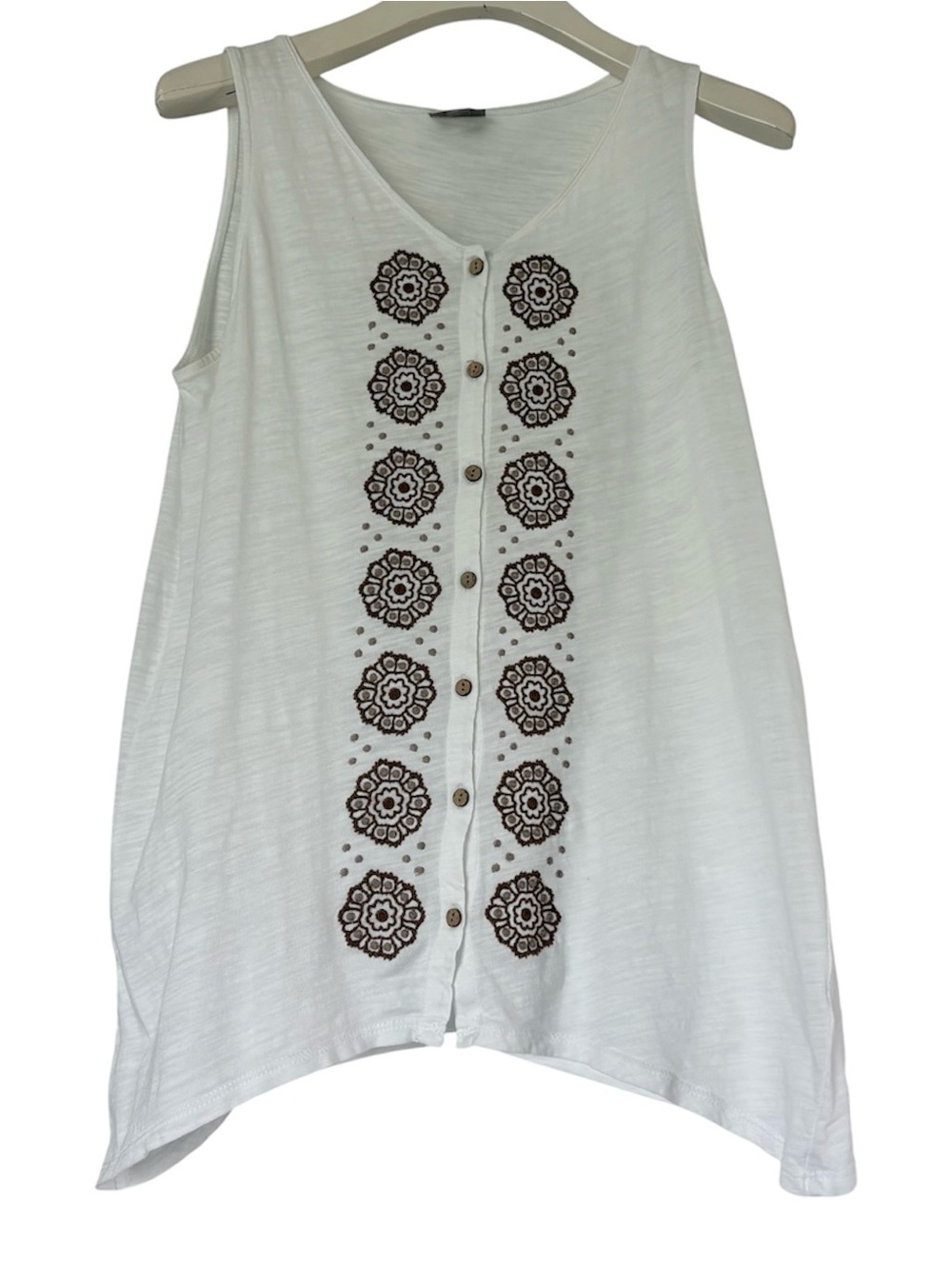 J. Jill White Sleeveless Button Tank - Size Small
